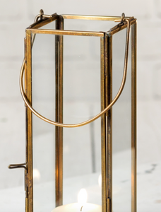 Thin Lantern with Antique Brass Finish