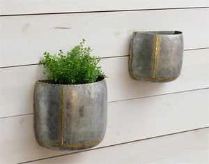Galvanized Wall Planter With Gold Welding